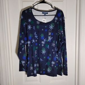 Holiday Snowflake Long Sleeve T-shirt Karen Scott 2X NWT